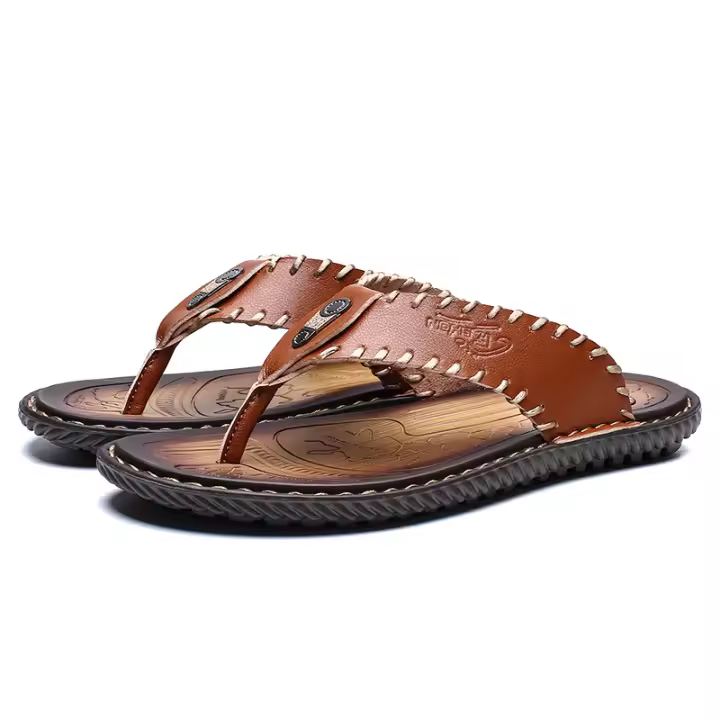 Sandalias de piel para hombre, chanclas deportivas para interior y exterior, paseos por la playa. - 1