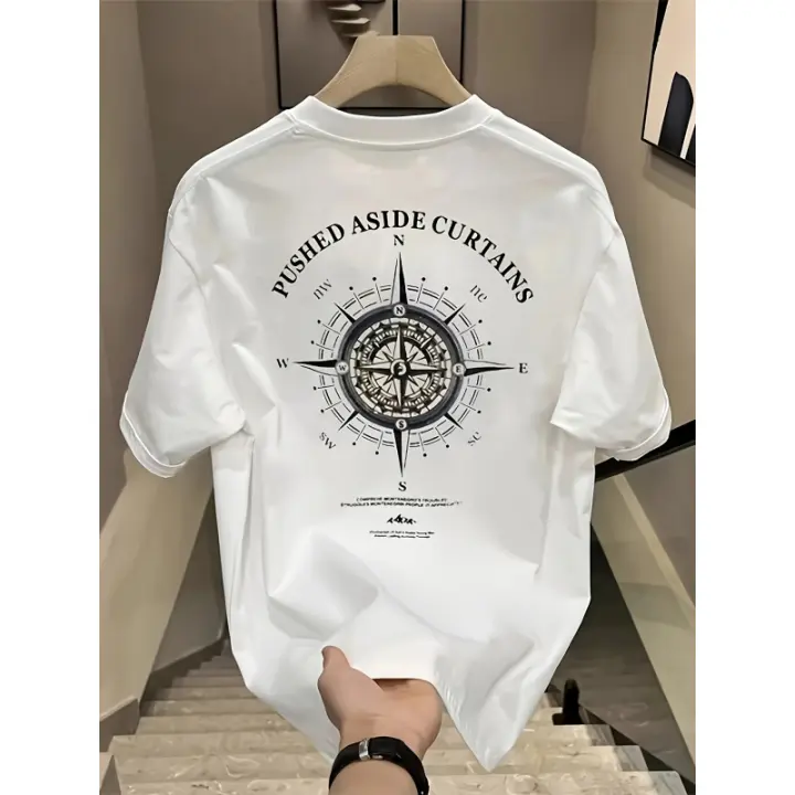 Camiseta Casual de Algodón Cinturo Talla Grande, 100% Algodón, Estampado Geométrico, Cuello Redondo, Manga Corta Moda para Adolescentes y Jóvenes - 1