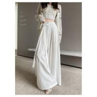 Pantalones de Pierna Ancha de Tencel Encaje Alto Cintura, Ajuste Suelto, Estilo de Verano, Mangas Largas - details 18