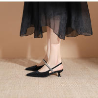 Zapatos clásicos y versátiles de una sola pieza con tacón de aguja negro estilo francés - details 12