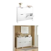 Zapatero Ultra Estrecho de 19 cm con 2 Solapas Organizador de Perfil Delgado para Zapatos de Entrada Blanco 50 x 19 x 91 cm FSR151-W ES - details 10