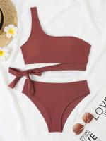 Conjunto de bikini de un hombro, trajes de baño, trajes de baño, ropa de playa sexy 2025 con relleno suave para mujer - details 10