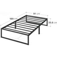 Cama 90x190 cm Altura 36 cm con almacenaje debajo de la cama Estructura de cama de plataforma de metal Negro - details 1