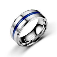 Anillo de Aleación TC4 con Ranura Azul Plano de Acero de Titanio Suave 8mm, 9mm, 10mm - details 3