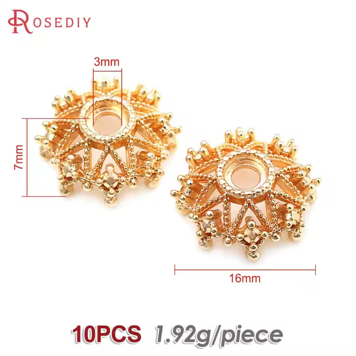Cuentas de Flor de Latón Dorado 18K Joyería de Alta Calidad para Collar Pulseras - 1