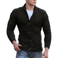 Cárdigan de punto jacquard para hombre Abrigo con cuello en capas para otoño e invierno - details 0