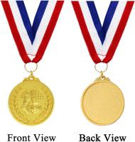 Medallas de fútbol doradas para niños, paquete de 12 medallas de Metal con cinta de nailon tricolor - details 1