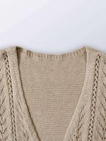Cárdigan de punto elegante para mujer, a prueba de sol, camisetas huecas de manga corta para primavera y verano - details 2