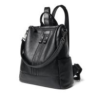 Mochilas suaves para mujer, nueva mochila de cuero Artificial PU para mujer, mochila negra de gran capacidad, tendencia de moda, clase de estudiante - details 0