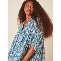 Vestido corto de vacaciones de playa de rayón informal suelto con lazo floral para mujer de moda de verano - details 12