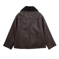 Chaqueta de Cuero Falsito Grueso para Mujer 2024 Abrigo de Lana Caliente para Otoño-Invierno - details 2