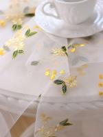 Mantel ENCE bordado con flores amarillas, gasa fina para salón, cocina, mesa central, picnic al aire libre, alfombra - details 8
