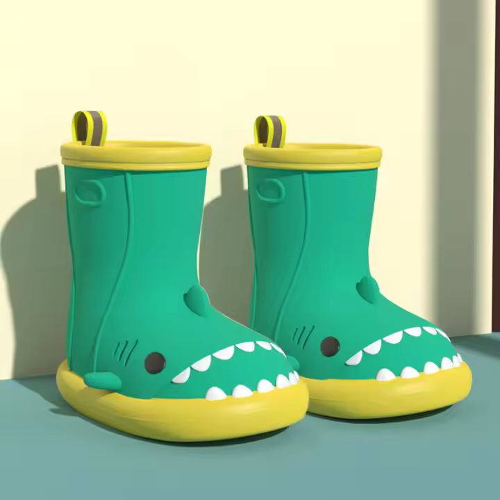 Zapatos de lluvia Tiburón antideslizantes, suela suave, ligeros, nuevos, impermeables, de dibujos animados para mujer. - 1