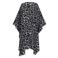 Blusa de gasa de leopardo con manga de murciélago para mujer, cárdigan de verano, Tops largos informales holgados bohemios, camisas tipo kimono de playa con protector solar - details 1