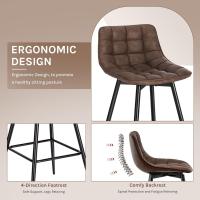 Silla de Cocina Alta con Resalto Paquete de 2 Marco de Metal Asiento de Cuero Sintético - details 6