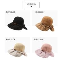 Sombrero para el sol versión coreana femenina alfabeto sombrero de cubo sombrero de paja tejido hueco grandes alerones espalda dividida tenedor sombrero para el sol playa protección solar - details 6