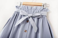 Women summer midi elegant solid high waist a-line cotton skirt - details 9