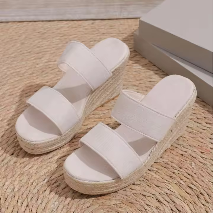 Sandalias con punta de plataforma abierta para mujer, calzado cómodo de tacón alto, zapatillas de playa, talla grande 35-43 - 1