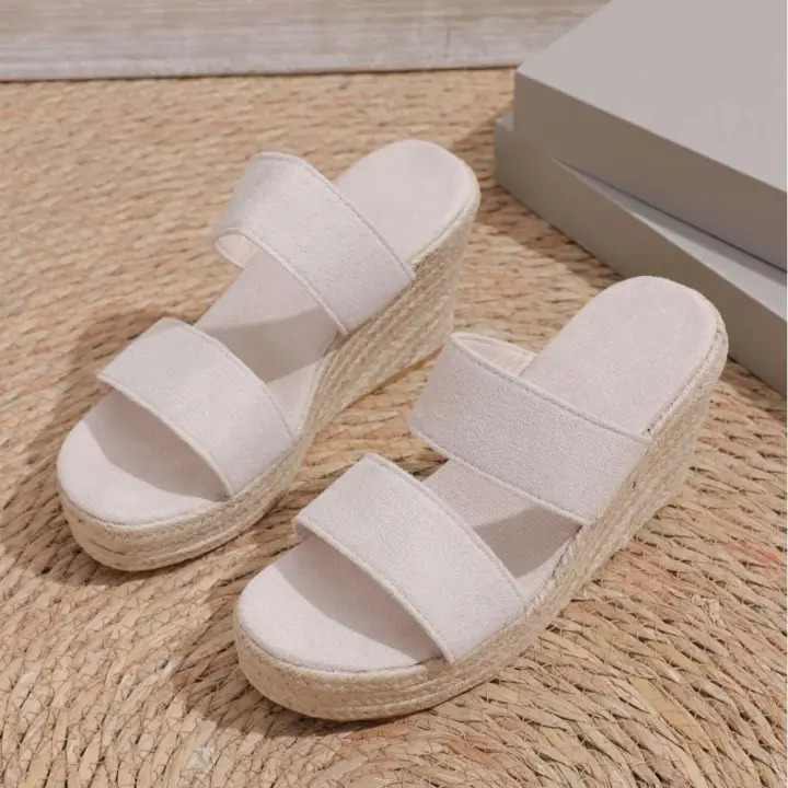 Sandalias con punta de plataforma abierta para mujer, calzado cómodo de tacón alto, zapatillas de playa, talla grande 35-43 - 1