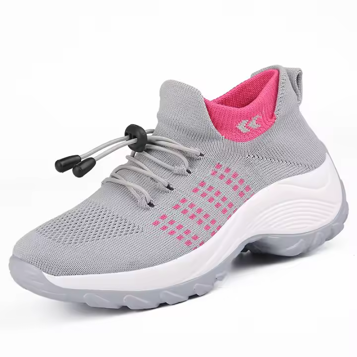 Zapatos para caminar de marca para mujer, zapatillas de deporte con calcetines de punto transpirables, zapatos cómodos para lactancia, zapatos deportivos con plataforma informales - 1