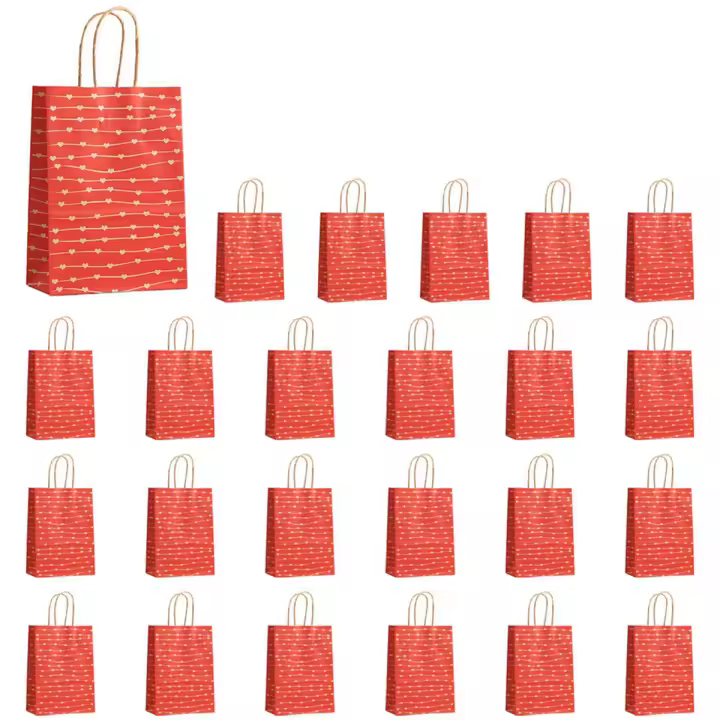 Bolsas de regalo para el Día de San Valentín, bolsitas de caramelos con asas, corazón, amor, papel para boda y San Valentín, 24 piezas - 1