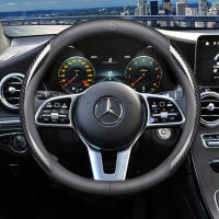 Cubierta de volante de fibra de carbono de 15 ", cuero genuino negro para todos los Mercedes Benz - details 1
