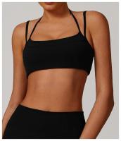 Sujetador de Yoga suave con espalda de belleza para mujer, entrenamiento de gimnasio, deportes de secado rápido, Top elástico con doble hombro y cuello, ropa interior para correr y Fitness al aire libre - details 22