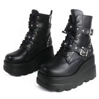Otoño nuevas botas cortas de mujer con remaches de tacón grueso y parte inferior gruesa europea y americana botas Martin botas cortas de moda para mujer - details 3