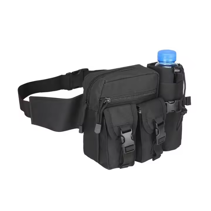 Riñonera táctica de nailon para hombre, bolsa para teléfono con botella de agua para senderismo, deportes al aire libre - 1