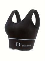 Paquete De 5 Sujetadores Deportivos De Talla Grande, Sujetador Push-up De Cobertura Completa Con Cuello Redondo Y Estampado - details 0