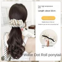 Extensión de cabello de cola de caballo con lazo de lunares blancos estilo Ballet, peluca ondulada y rizada sintética suave resistente al calor - details 13