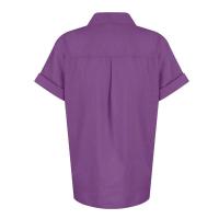 Camisa Simple y a la Moda para Mujer Algodón y Lino Informales, Clásicas con Manga Corta y Borlas - details 70