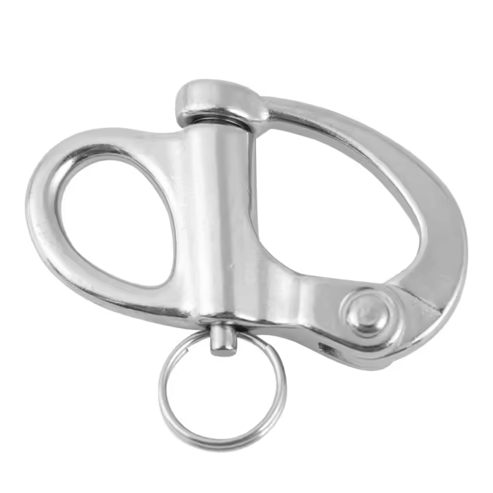 Grillete a presión fijo de acero inoxidable, liberación rápida con anillo redondo, 10x35mm - 1