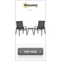 Juego de Muebles de Jardín Plegable Mesa Redonda y 2 Sillas de Terraza Marco de Acero y Respaldo - details 7