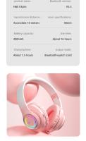 Auriculares inalámbricos Bluetooth 5,3 estéreo envolvente con micrófono para niños, auriculares cómodos y saludables, tarjeta TF, luz RGB colorida y bonita - details 16
