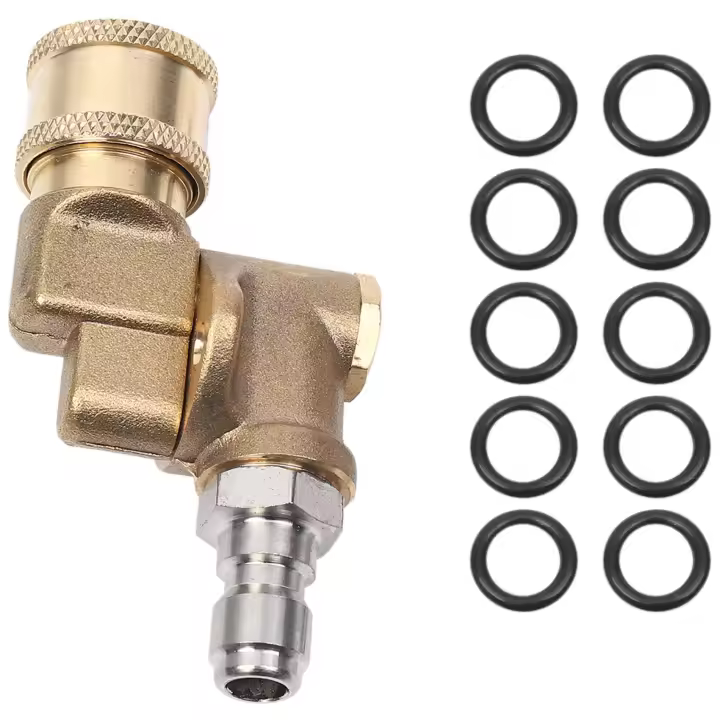 Acoplador pivotante de conexión rápida de 180 grados con 5 ángulos y bloqueo de seguridad para boquilla rociadora de lavadora a presión, máx. 5000 PSI, 1/4 - 1