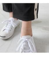 S Pure INS Cadena de hueso de serpiente con cuentas redondas simples, tobillera para mujer, joyería de pie de plata versátil con personalidad - details 5