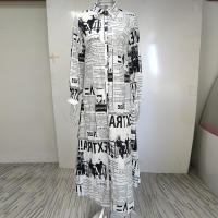 Ropa de mujer europea y americana temperamento impresión de un solo pecho dividido camisa vestido 661 - details 15