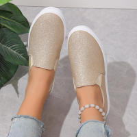 Mocasines de lentejuelas doradas brillantes, zapatillas de deporte de cuero Pu con plataforma sin cordones, zapatos planos informales antideslizantes para mujer, otoño, 2024 - details 6
