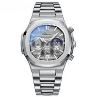 Reloj multifunción verdadero tres ojos seis agujas reloj de cuarzo octogonal para hombre - details 2