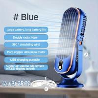 Enfriador de aire pequeño del hogar del motor dual de la batería grande, ventilador de enfriamiento de aire de 5 velocidades 720 °     Ventilador de aire envolvente, ventilador USB portátil - details 2