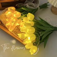 Flor de tulipán Artificial, adornos de luz nocturna hechos a mano, mesita de noche DIY, lámpara LED de noche, decoración de escritorio para dormitorio, regalos de cumpleaños, lámpara de mesa - details 2