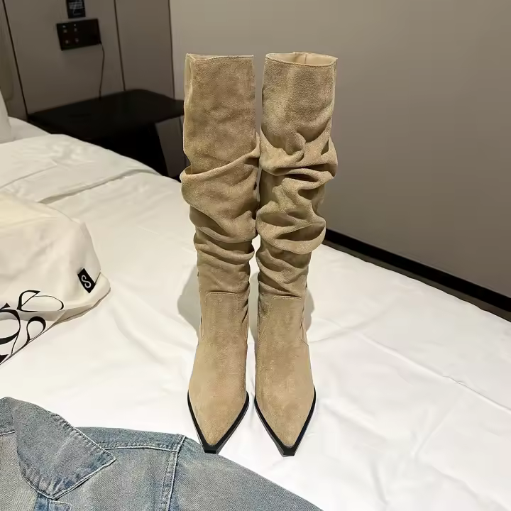 Nuevas botas de tacón de aguja de gamuza para mujer - 1