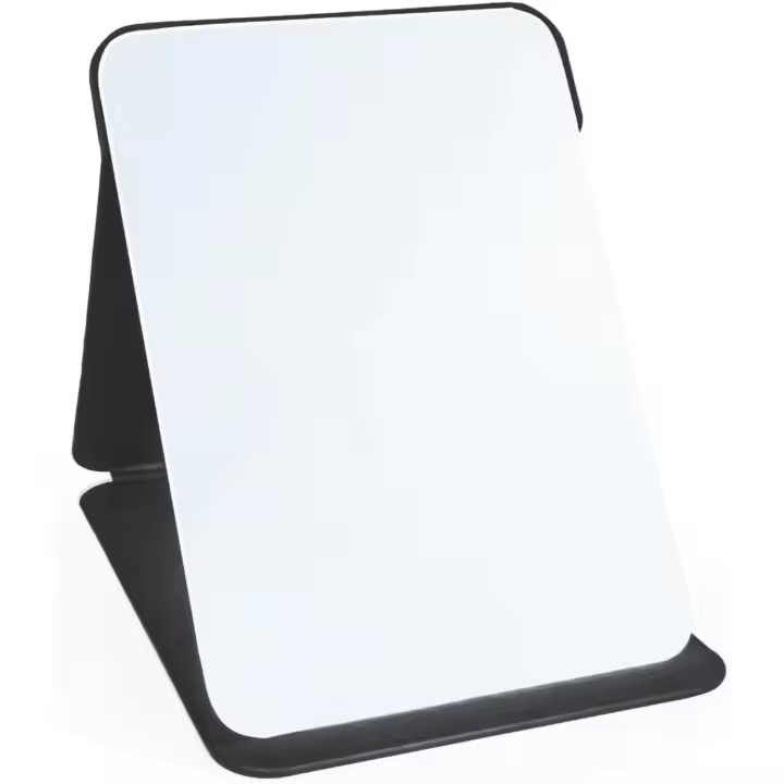 Espejo de maquillaje portátil de cuero PU, espejo de tocador de escritorio plegable con soporte ajustable - 1