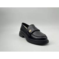 Zapatos casual británicos de mujer con suela gruesa y parte superior de un solo cordón, cuero negro ligero, nueva colección - details 5