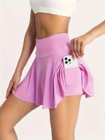 Siéntete genial mientras juegas al tenis: falda deportiva de yoga con pantalones cortos incorporados y bolsillos laterales - details 26