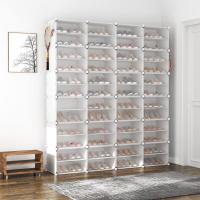Mueble Plástico, 8 Niveles, 32 Pares de Zapateros, Organizador Portátil, Zapatero Que Ahorra Espacio, para Armario, Entrada, Dormitorio, Pasillo (Blanco, 2 x 8) - details 17