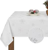 Mantel rectangular de Navidad, decoración de copo de nieve blanco, mantel impermeable, cubierta de mesa de vacaciones, decoración de fiesta y Cena - details 4