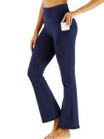 Paquete de 3 Pantalones Deportivos para Mujer, Tallas Grandes Costura Detalle Cintura Alta Pantalones de Yoga de Pierna Acampanada con Bolsillos para Teléfono Conjunto de 3 Piezas Adecuado Primavera/Otoño - details 11