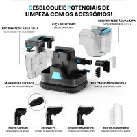 Limpiador de alfombras portátil C8 de 400W y 20KPa para manchas en alfombras, coches, sofás y pelo de mascotas, máquina de limpieza de tapicería con función de pulverización y succión. - details 4